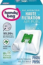 Melitta Handy Bag PH96 Vacuum Cleaner Bags for Philips, AEG, Electrolux, Volta and Tornado Vacuum Cleaners, Airtight Seal, Allergy Filter, Motor Filter, PH96