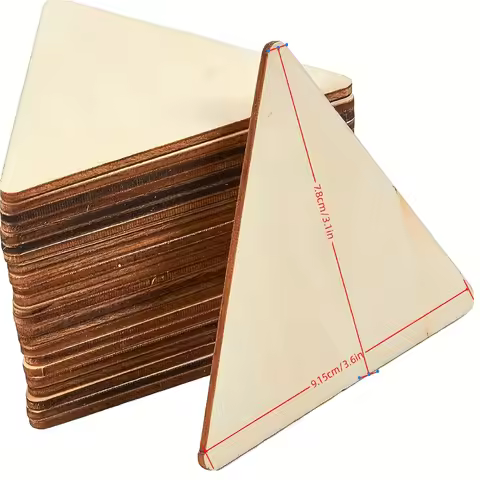 24Pcs 3.6x3.1 in/9.1x7.8CM Unfinished Wooden Triangular Handicrafts, Geometric Shapes Used for Wood