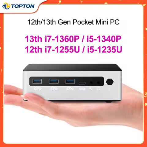 13th Gen Pocket Mini PC i7 1360P/1370P i5 1340P 2xDDR5 2*NVMe Windows 11 NUC Mini Gaming Portable Co