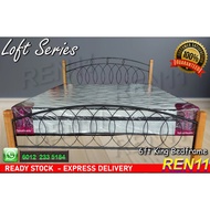 6ft King Size Metal Bed Frame - Super Base - Metal + Wood - Katil Besi