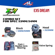 COMBO SET for Spec 53mm / 54mm EX5 DREAM ESR Block Head Valve Spring ALM Camshaft Rocker Arm Bearing