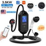 AFYEEV 3.5kW EV Charger 3 Pin Plug 6-13A Electric Car Charger Cable Type 2 to 3 Pin Plug for up to 1