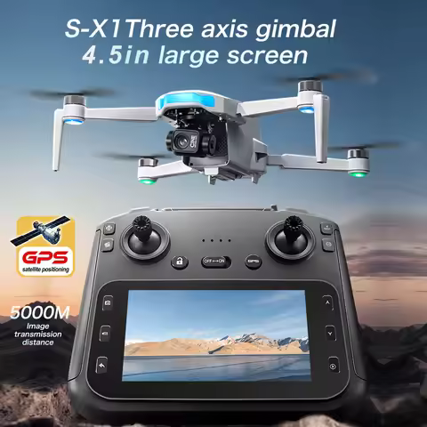 New S-X1 Quadcopter Drone: 4K Camera, 3-Axis Gimbal w/EIS, 5G GPS | Pro Aerial Photo Gift with Folda