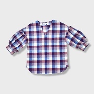 urban revivo Plaid V-Neck Shirt Purple Grid Second Hand