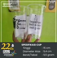 Custom Sablon Gelas Cup Datar (100 Pcs) Ukuran 18 Oz Dan 22 Oz / Tebal / Starindo / Free Desain