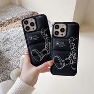 Trendy down jacket kaws phone case can be used for iPhone 15 14 13 12 Pro Max 11 Pro Max X XR XS 7 8 plus shockproof black protective case