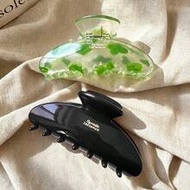 2pcs/1pc Women's 10cm/3.94in Green & Black Plastic Hair Claw Clip, Lightweight Fashion Versatile Ele
