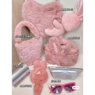 Bunny Cosmetic Bag Pink Furry Bucket Bag Bunny Handheld Mirror Love Bag Sanxi Jade Merchandise