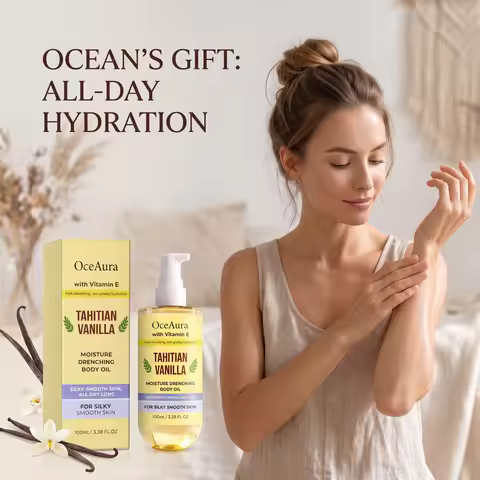 OceAura Vanilla Body Oil Lightweight Texture Long Lasting Fragrance Gentle Moisturizing Relieve Roug