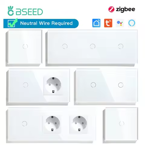 BSEED Zigbee 1/2/3Gang Touch Light Switches 1/2/3Way Tuya Smart Life Alice App Control Plus Normal E