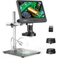 (with Ring Light)TOMLOV Upgraded DM602 Pro 10.1 Inch HDMI Digital Microscope 2000X,  Boom Stand,LCD 