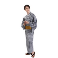日本 和服 男 綿 浴衣 腰封 2 件 套組 L Z35-e1 yukata