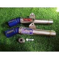 STAINLESS OPEN PIPE  AUN DAENG 51 MM TUBE TYPE BLUE TIP UNIVERSAL EXHAUST MUFFLER CANISTER ONLY