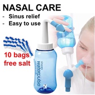 Sinus Nasal Wash + 10pcs nasal wash salt Irrigation Bottle Spray Rinse for adult & kids Allergy BPA 