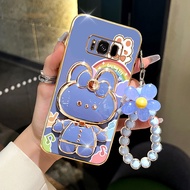 Case For Samsung S8 Plus White Cartoon Rabbit Holder Bracelet  Plating Phone Case For Samsung S8 Plu