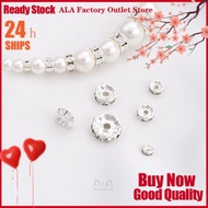 💖Jewelry DIY Accessories💖Color Retaining Bag Thick Silver Rhinestone Ring Spacer Beads Wheel Beads Abacus Beads with Diamond Spacer DIY Handmade Beaded Jewelry Accessories [Bracelet Necklace Earring/Bead Cap/Spacer]