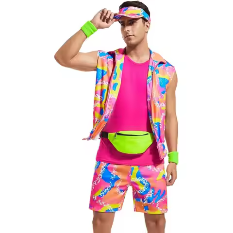 80s Workout Costume for Men Halloween Cosplay 80s 90s Workout Outfit Party Clothing for Adult Mens I