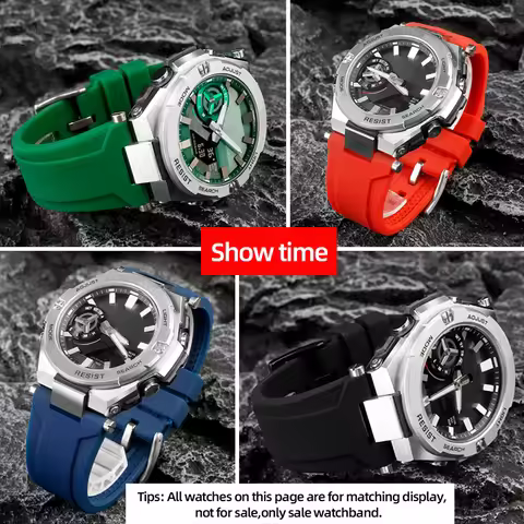 Waterproof Bracelet For Casio Heart of steel GST-B500D/AD/BD Rubber Strap 26mm Special Concave Inter