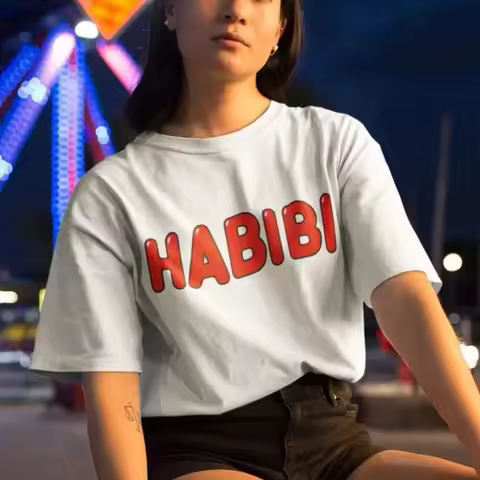 Habibi Tops Arabic Streetwear Arabian Unisex Muslim Habibi Rave Shirt Men Women Fashion Crewneck Cot