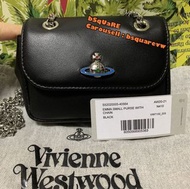 (有現貨) 從不打折經典款 Vivienne Westwood EMMA Mini 羊皮 黑色 彩章土星手提袋 單肩袋 斜咩袋 鏈條袋 (保証正貨及全新) 裝不到手機