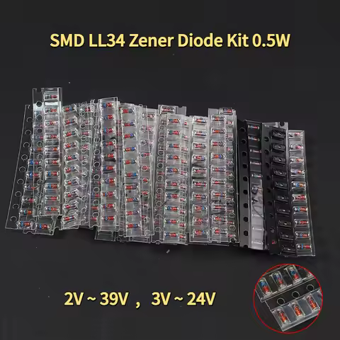 300PCS SMD LL34 Zener Diode Kit 0.5W 2V~39V/3V-24V Diode Combination Set 30 Values 15 Values DIY Ele