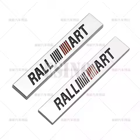 2 x 3D Ralliart Metal Chrome Zinc Alloy Emblem Body Badge Sticker Decal Adhesive Badge for Mitsubish