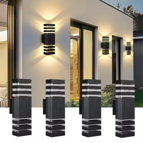Modern Outdoor Decor Wall Light E27 Bulbs Waterproof Square Wall Lamp LED Home External Street Decor