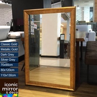 70-130cm Wall Decor Mirror (Iconic Mirror) M636 // bathroom wall stand side cermin hiasan dinding toilet standing washroom makeup big contemporary large 5mm beveled edge full length long real mounted 70cm 80cm 90cm 110cm 120cm 130cm gold grey wood oak