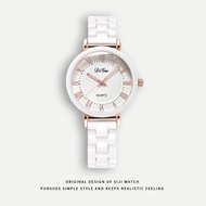 Jam Tangan Seramik Putih Four Seasons Pelajar Perempuan Gaya Mudah Perangai Fesyen Kuarza Jam Tangan