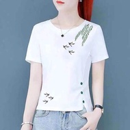 【Ready stock】Short sleeve T-shirt female  new summer wear han ed短袖t恤女新款夏装韩版宽松百搭小个不规则短款体恤上衣ins fentan