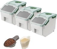Lifewit 3 Pack 10L/10lb Dog Food Storage Containers with Scoop, 10L/20lb Rice Dispenser with Lid&amp;Wheels, Suitable for Cereal, Pet Food, Dry Food, Flour, Baking Supplies in Kitchen/Pantry Organization