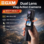 GXM 6K Dual Lens Action Camera 50MP | 350° Rotating Lens | EIS Stabilization | Night Vision | WiFi A