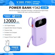 V380 Pro Original Powerbank fast charging  PD22.5W Y342 Portable 20000mAh 25000mAh Comes with three 