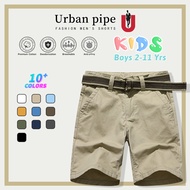 ❥FREE BELT❥ URBAN PIPE Plain Shorts For Kids Boys 2-11 Yrs Kid 100% Cotton Below The Knee Short 3708