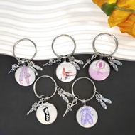 Fashion Ballet Glass Pendant Keychain Dance Shoes Character Silhouette Ballet Girl Keyring for Women Gilrs Headphone Accessories