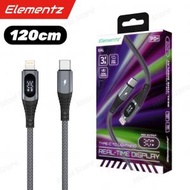 Elementz - [120cm] EAL USB Type-C to Lightning Cable 實時顯示高速充電傳輸線｜蘋果充電線