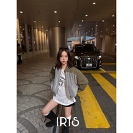 Vacation in HK |Original Design IRIS BOUTIQUE 26ssIJYK77_Army Green Casual Diary Contrast Zip Jacket