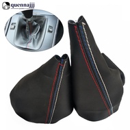 QUENNA 2Pcs/Set Car Gear Shift Collars Manual Handbrake Gaiter Boot Leather Covers For BMW 3 Series 