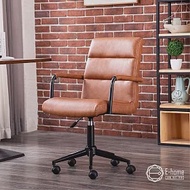 E-home Paavo帕沃工業風復古扶手電腦椅-棕色棕色