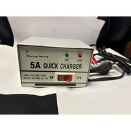 Quick Battery Charger 5A; Input : 240VAC; Output : 6V-12VDC; charging for alarms, toy cars & cars ba