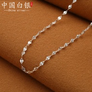 S9999 Pure Silver Sunflower Necklace Female Sterling Silver Snowflake Gypsophila All-Match Simple Pl