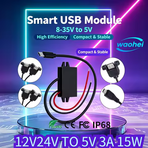 12V24V to 5V 3A Step Down Converter DC to 12V to 5V CE Charging Converter with Female/MICRO/TYPE C/M
