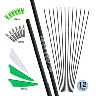 ID4.2mm ลูกศรคาร์บอนไฟเบอร์31 ″ SP350 SP400 SP500 SP600 ~ SP1100 12ชิ้นสำหรับธนูประกอบ