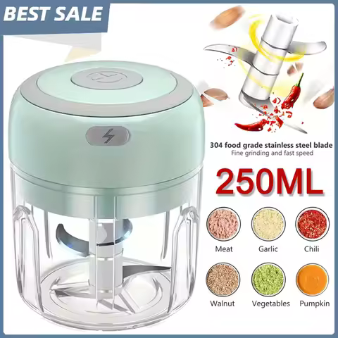 250ML Stainless Steel Electric Garlic Chopper Sturdy Durable Garlic Ginger Kitchen Shredder Mini Too