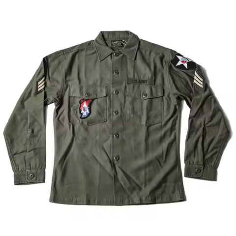 NON STOCK OG-107 Vietnam War Long Sleeve Shirt Cotton Satin Military Style Overshirt