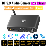 HTKMD 192K DAC Bluetooth 5.3เครื่องส่งสัญญาณตัวรับสัญญาณเพลงโคแอกเซียลออปติคอลบายพาสดิจิตอลเป็นแอนะล็อกตัวแปลงเสียงหูฟัง PC-USB Hamps Sehw
