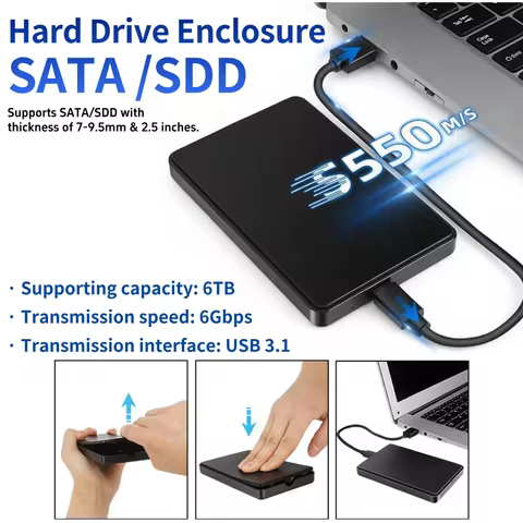 Type-C USB3.1 SATA Portable Hardisk 6TB External Solid State Drive Case Plug and Play 2.5inch for Wi