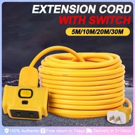 5m/10m/20m/30m Extension cord with switch socket extra long plug charging extension cord