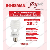 BOSSMAN BS25D 25W PLCE Energy Saving Light Bulb Spiral Tube E27 ( Cool Daylight ) 25w=130w bs25d