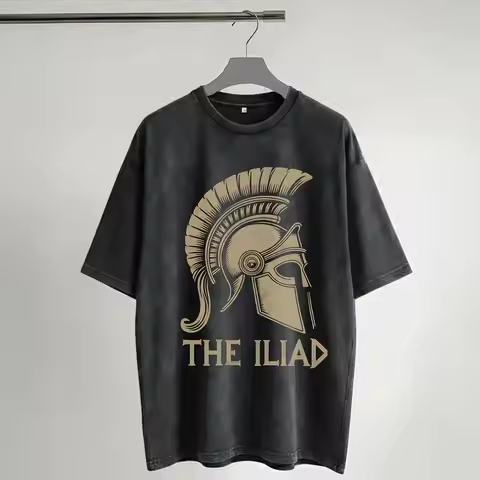 The Iliad of Homer Greek Helmet The Odysseys T Shirt Hip Hop Washed 100% Cotton Harajuku T-Shirt for
